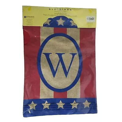 Patriotic Decorative Flag Letter W Outdoor Burlap Garden Flag With Monogram • $9.56