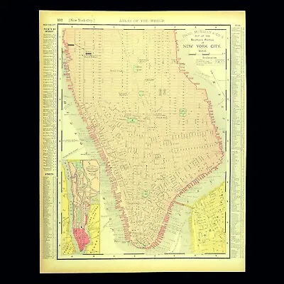 £13.89 • Buy 1895 Vintage Lower MANHATTAN City Map Antique NEW YORK CITY Street Map DATED