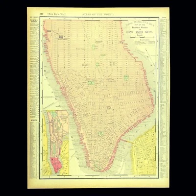£13.89 • Buy 1895 Vintage Lower MANHATTAN City Map Antique NEW YORK CITY Street Map DATED