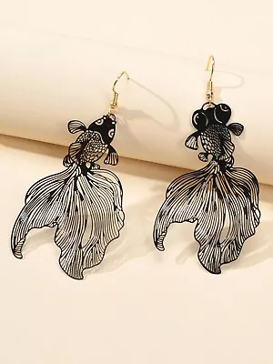 $1.99 • Buy Cute Fish Drop Dangling Earrings Fun Gold Fish Jewellery Novelty Good Luck Gift