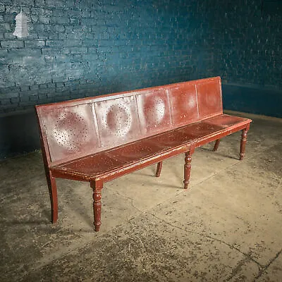 Waiting Room Bench Late 19th C With Turned Legs And Red Painted Finish • £810