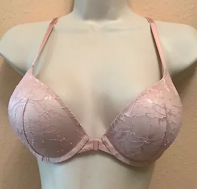 Victoria's Secret Bombshell Plunge Push Up Bra Front Close 32C Baby Pink *Flaw • $7.99