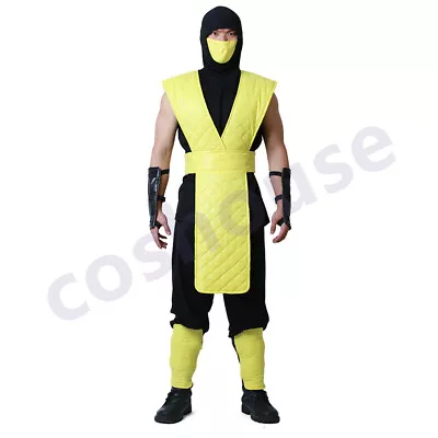 Men's Mortal Kombat Scorpion Cosplay Costume Adult Outfit With Face Covering • $59.99