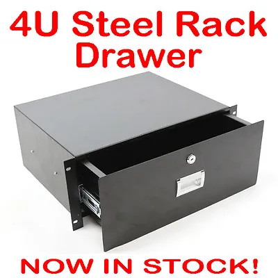 4U Black Lockable Drawer 19  Road Case Flight Rack Roadcase Flightcase 4RU Unit • $179.95
