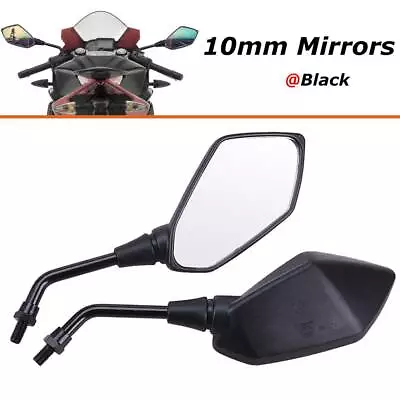 10mm Motorcycle Street Bike Rearview Side Mirrors For Kawasaki Suzuki Honda NEW • $17.69