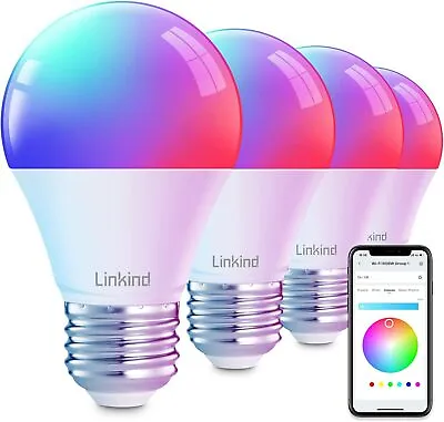 Smart Light Bulbs LED RGBW Color Changing Dimmable Alexa 60W800 Lumen LINKIND • $14.95