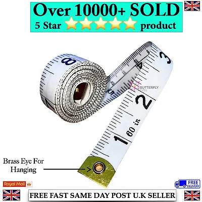 Tailor Seamstress Sewing Diet Ruler Tape Measure Brass Eyelet Ends Dressmakers  • £2.99