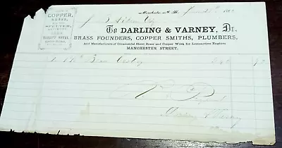 1863 Manchester New Hampshire Billhead Darling & Varney Brass Copper Smiths • $8.69
