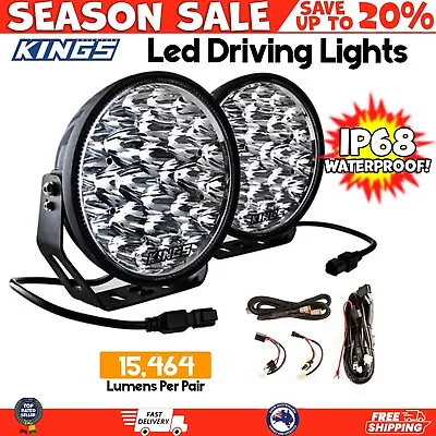 9  LED Driving Lights IP68 Offroad Spot Flood Pair Lamp Lux Lumens + Harness Kit • $234.88