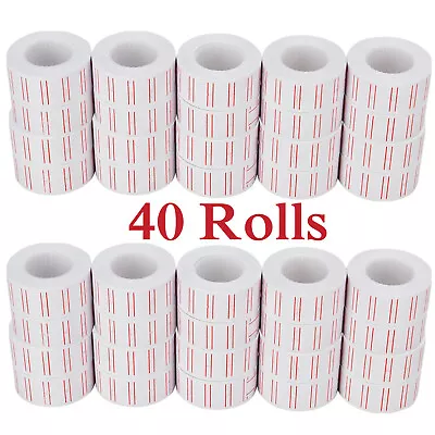 40 Rolls 600 Price Label Paper Tag Sticker MX-5500 Labeller Gun White Red Line • $26.99