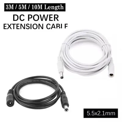 DC Power Supply Extension Cable 5V 9V 12V For CCTV Camera/DVR/PSU Lead 3m/5m/10m • £2.65