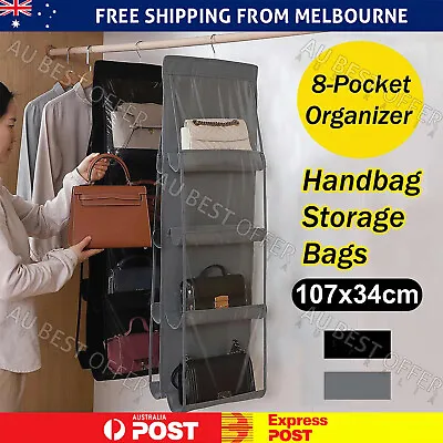 8 Pocket Double-sided Handbag Storage Bag Holder Hanging Organizer Shelf AU • $12.29
