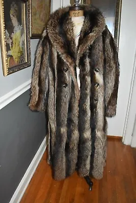 Men's Long Raccoon Striped Fur Coat 44in Chest • $499.99