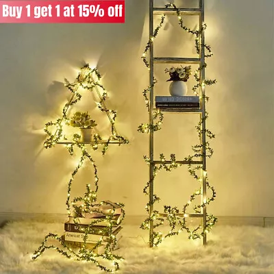 10M 100 LED Solar Fairy Light String Outdoor Party Garden Ivy Leaf Garland Light • £8.25