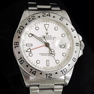 Mens Rolex Stainless Steel Explorer II Date Watch 40mm Oyster W/White Dial 16570 • $15526.07