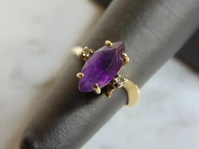 Womens Vintage Estate 14K Yellow Gold & Marquis Amethyst Ring 3.7g E2915 • $295