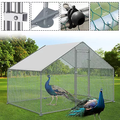 Chicken Coop Walk In Run Cage For Poultry Chickens Ducks Backyard Metal 3x2x2m # • £145.99