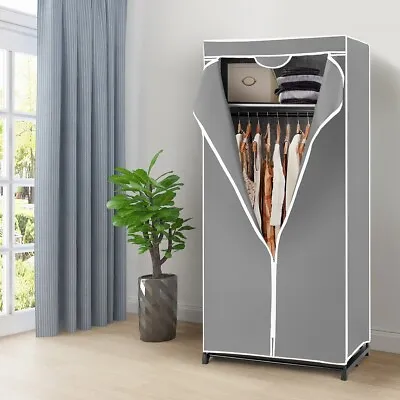 Portable Wardrobe Fabric Closet Clothes Storage Shelve W/Dust-proof Cover&Zipper • £27.95