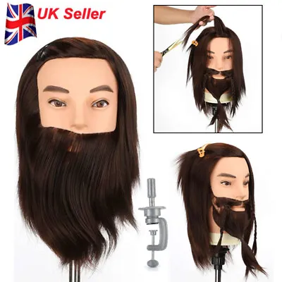 12  Salon Male Beard Training Head Barber Hairdressing Mannequin Doll With Clamp • £19.99