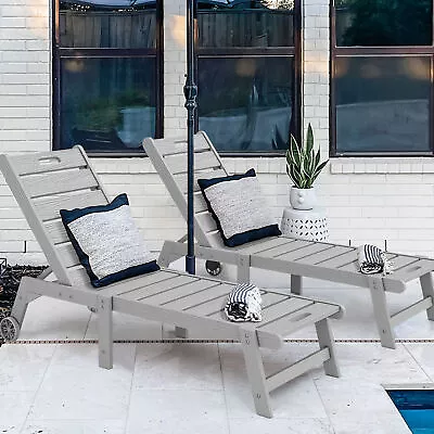 2X Chaise Lounge Chair Adjustable Patio Recliner Lounge With Wheel For Pool Yard • $265.99