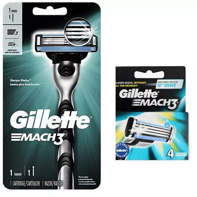 Gillette Mach3 Razor Handle + 5 Mach 3 Razor Cartridge Refills • $15.99