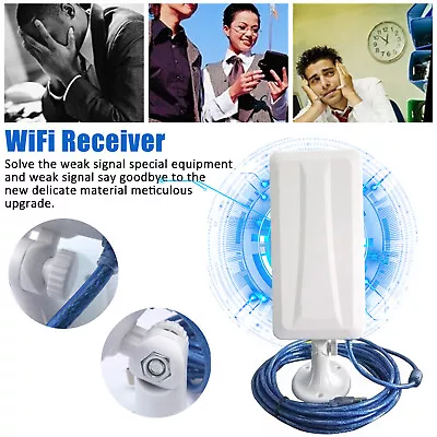 2.4G WiFi USB Adapter Long Range Wifi Antenna Extension Wireless Receiver Cable • £27.23