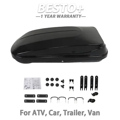 Black 14 Ft³ ABS Car Roof Top Box Cargo Luggage Carrier 2 Locks Toolless Install • $363.29