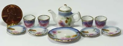 *SALE*  Miniature 1:12 Scale Watercolor Blue Floral Tea Set • $9.99