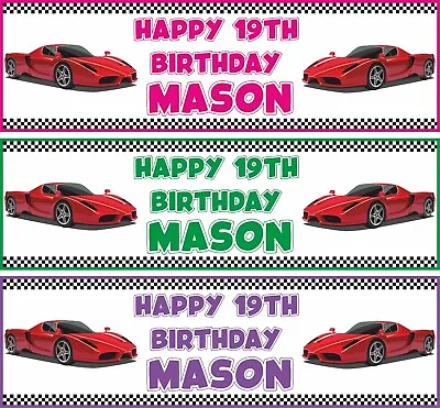 Personalised Sport Car Racing Boys Birthday Banner Party Wall Decoration Name • £4.39