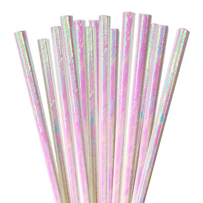 Cake Pop Party Straws - White Iridescent | Bakell® • $5.89