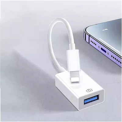 USB 3.0 Female To 8 Pin IPhone Male OTG Adapter Cable Camera For IPad Air IPhone • £3.78