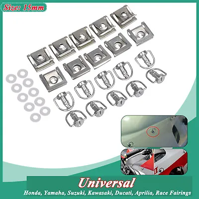 RACE FAIRING FASTENERS QUICK RELEASE D-RING 1/4 TURN Rivet Dzus Panex 15mm 10Set • $22.98