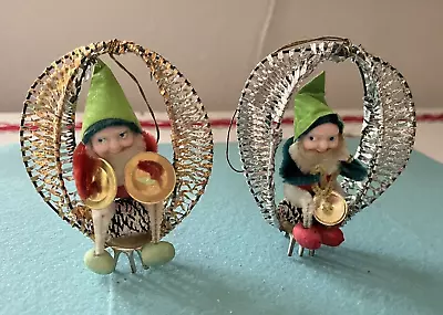 Vintage Christmas Silver & Gold Foil Mesh Pinecone Elf Elves Ornament • $50