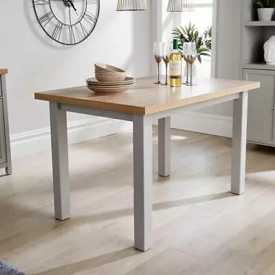 Grey With Oak Top 1.2m Two Tone Wooden Dining Kitchen Table Avon • £87.99