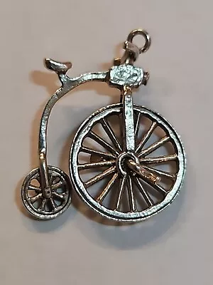 Sterling Silver Antique High Wheel Bicycle Charm FRONT WHEEL MOVES! VINTAGE! • $17.99