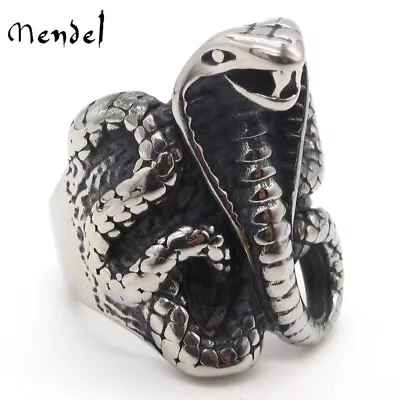 MENDEL Mens Cobra Snake Ring Men Women Stainless Steel Jewelry Silver Size 7-13 • $11.99
