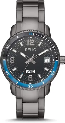 Relic By Fossil Men's Sanger Gray Stainless Steel Bracelet Watch ZR12639 • $40.50