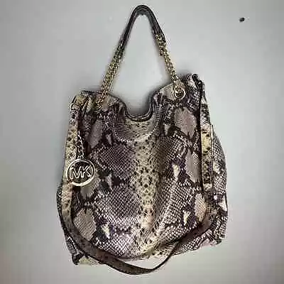 Michael Kors Jet Set Snakeskin Embossed Large Leather Shoulder Bag / Handbag • $55