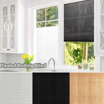 £7.67 • Buy Pleated Blind Self-Adhesive Kitchen Balcony Window Curtain Rolling Shades Decor
