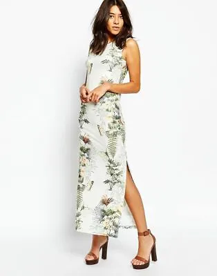 New Warehouse Butterfly Floral Leaf Maxi Dress Casual Summer Holiday Look Uk 10 • £35