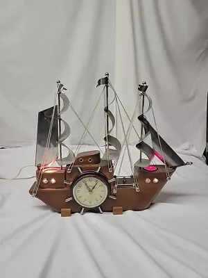 Vtg United Clipper Ship 811 Electric Clock Boat 16  Tall 19  Long READ! NOISY  • $40