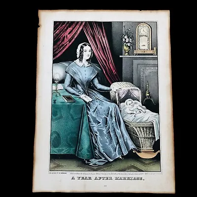 Antique N. Currier Lithograph  A Year After Marriage  • $35.09