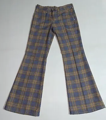Vintage Wrangler Plaid Bell Bottom Jeans 60s 70s Juniors 9 Modern 28x30  • $99.99