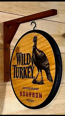 Wild Turkey Bourbon Double Sided Wood Pub Sign - 12 Inch Diameter • $65