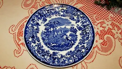 Petrus Regout Maastricht Holland Plate Amazone Blue White Hunting Dog Horse • $5.99