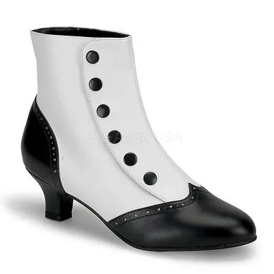 Black White 1920s Victorian Steampunk Walking Boots Costume Shoes Size 7 8 9 10 • $64.95