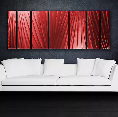 Modern Abstract Metal Wall Art Red Painting Sculpture Home Decor Indoor Outdoor • $175