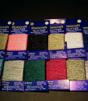 Selection Pack 9 Mixed Colours Metallic Glitter Crochet Crafts Decorative Thread • £6.99