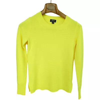 J. Crew 100% Cashmere Sweater Women's Size XXS Everyday Crewneck K1313 Yellow • $27.99