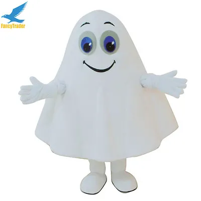 Hot Halloween Adult White Ghost Mascot Costume Fancy Dress Clothes Full Body UK • £366.78